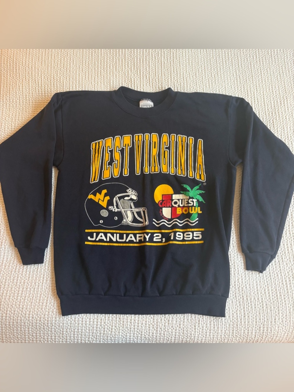 Vintage West Virginia Carquest Bowl Graphic Crewneck Sweatshirt - Black